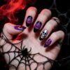 Funny Halloween Purple And Black Press On Nails