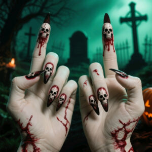Scary Skull Pattern Removable Fake Nail Set