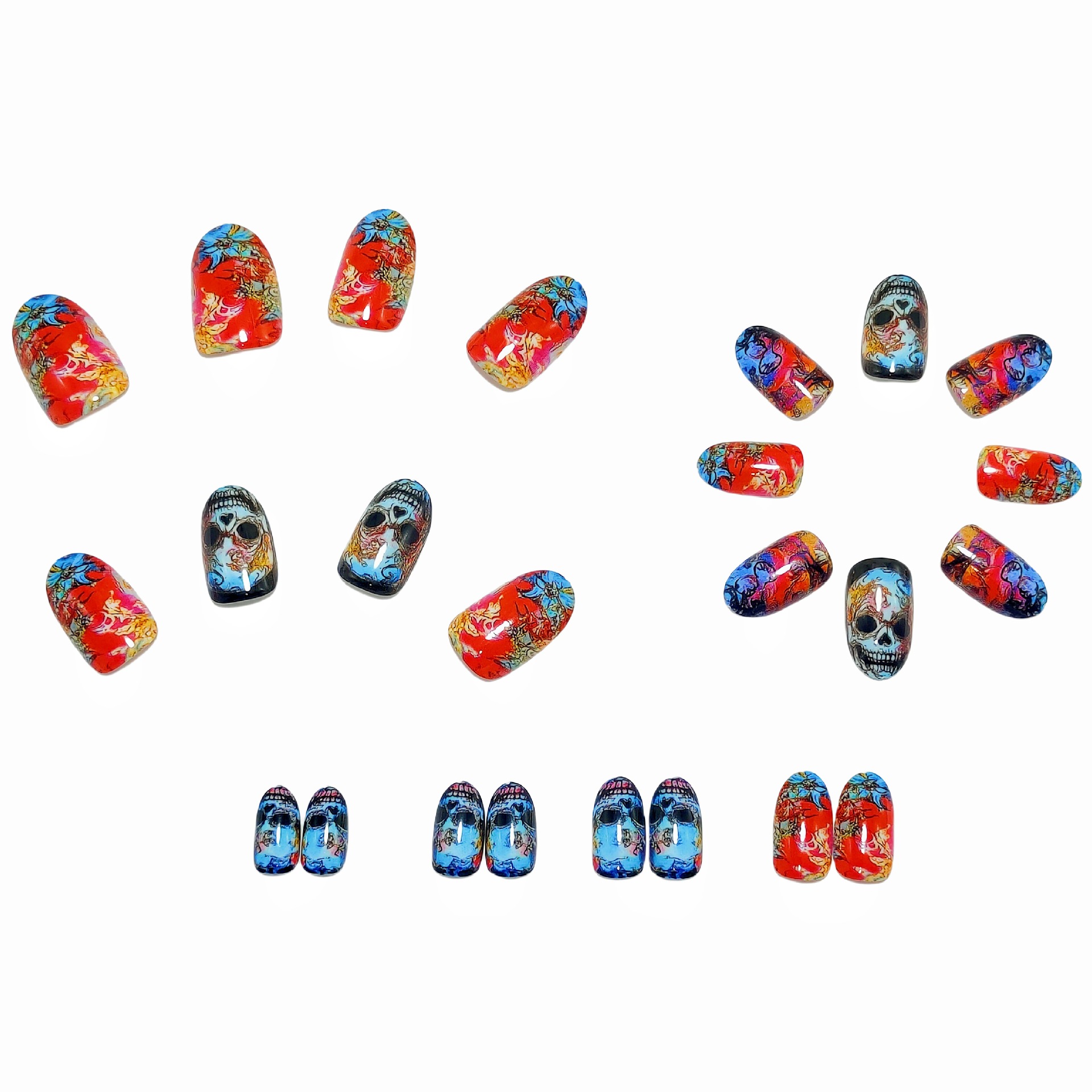 Skull Pattern Fake Nails