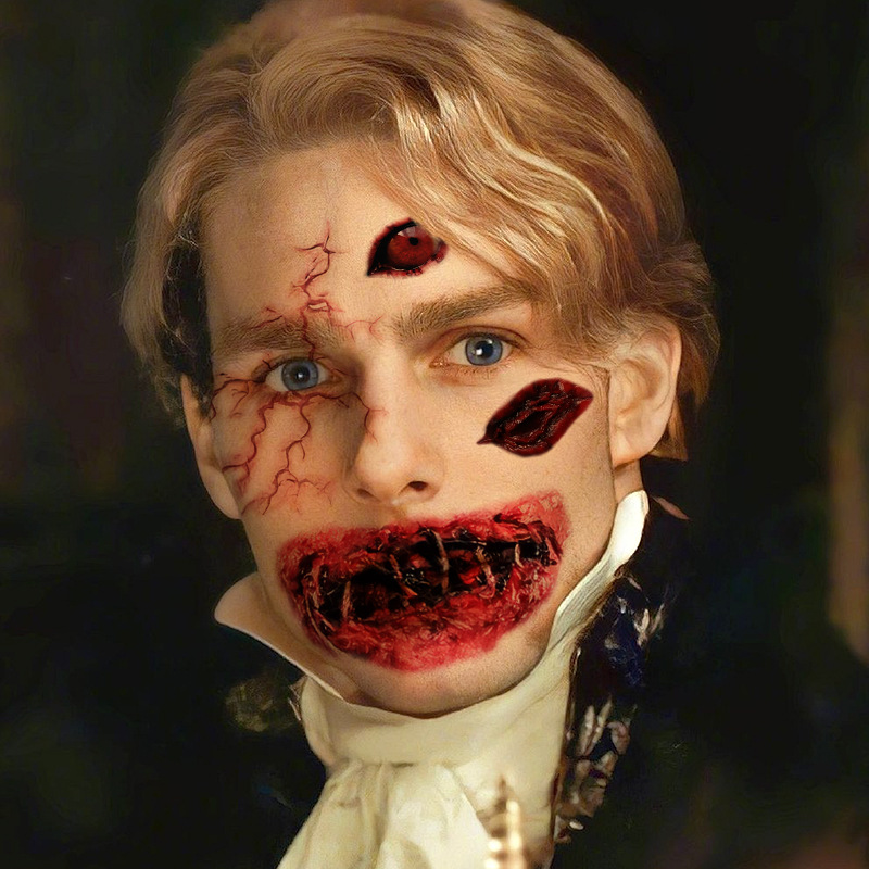 Horror Face Tattoos, Big Mouth Crack Tattoo Stickers