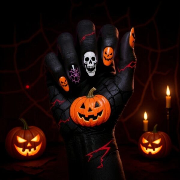 Skull Pumpkin Nail Set