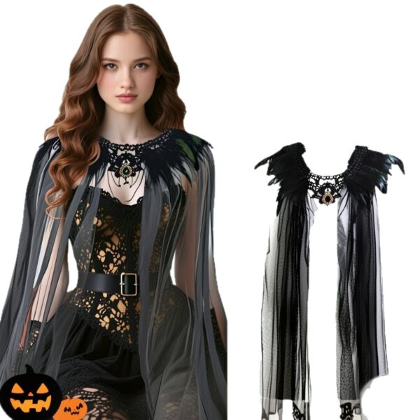 Black Fur Collar Cloak