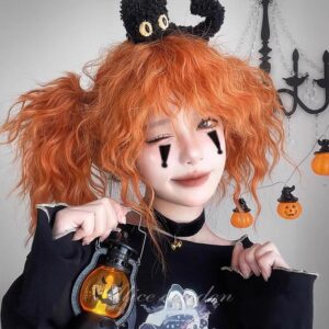 Halloween Long Pumpkin Devil Wig