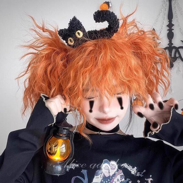 Messy Orange Wool Curls Wig