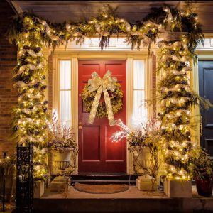 Gold Ribbon Christmas String Lights