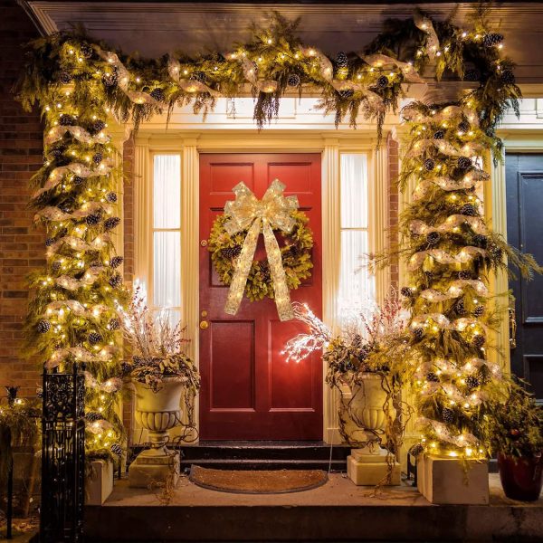 Gold Ribbon Christmas String Lights