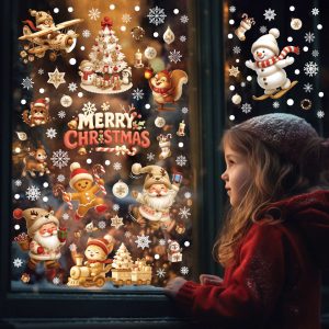 Platinum Christmas Snowflake & Reindeer Static Window Stickers