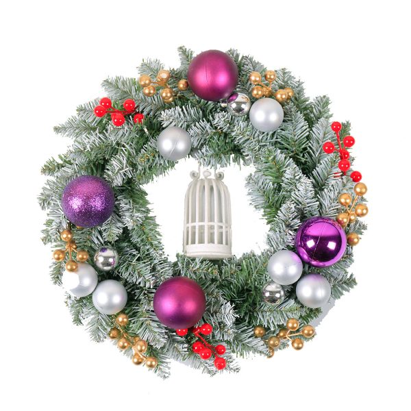Purple Birdcage Christmas Floral Wreath