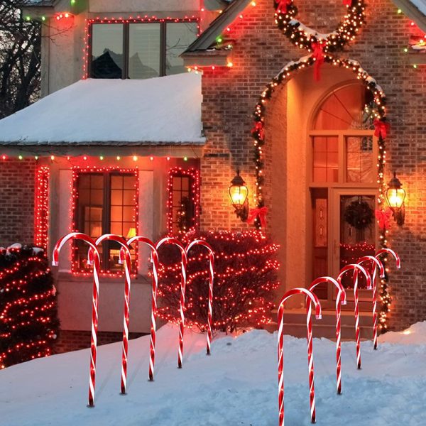 Solar Candy Cane Led Stake Lights For Christmas