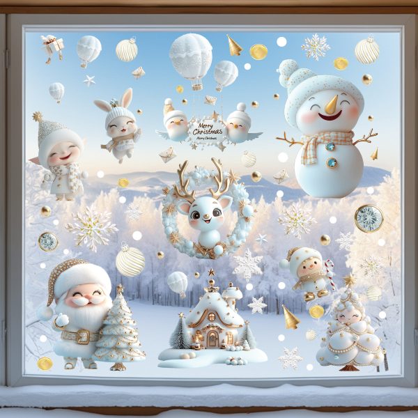 White Christmas Window Static Clings