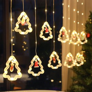 Snowman Reindeer Curtain Lights