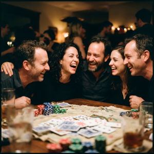 Friends Celebrating After A Casino Game Night