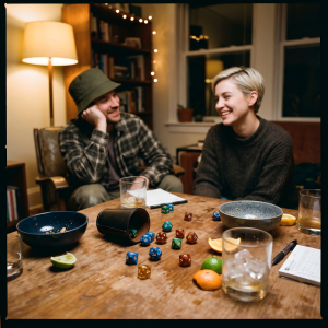 Adults Enjoying Dice Games At Home