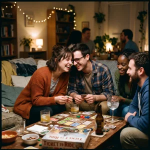 Adults Laughing And Connecting Over Easy Party Games At Home