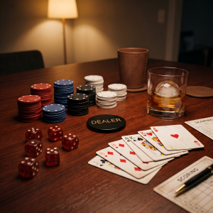 Casino Night Party Supplies Setup For A Home Game Night