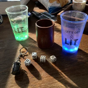 Essential Quick Party Game Gear Including Dice Cups And Led Accessories