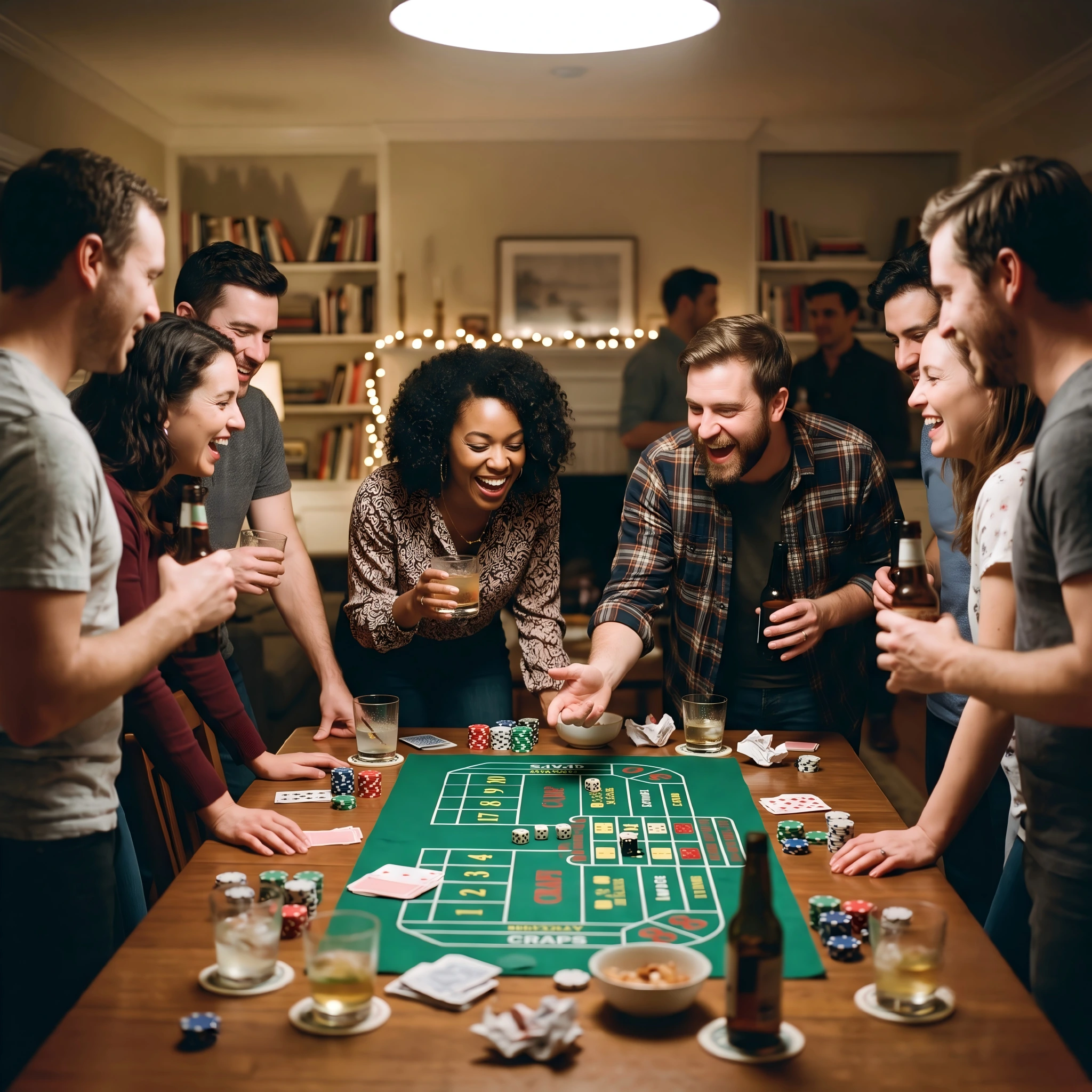 Friends Enjoying A Home Casino Game Night