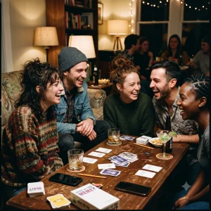 Friends Ignoring Phones And Enjoying Social Party Games Face To Face