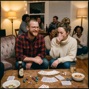 Friends Laughing Together During Conversation Games
