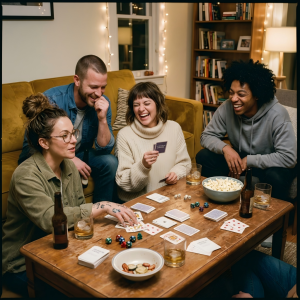 Friends Sharing Stories During A Story Based Party Game