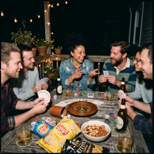 Host Explaining Simple Casino Party Games Rules To Friends