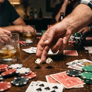 Popular Casino Style Party Games With Cards And Dice On A Table