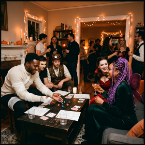 Adult Halloween Party Experience With Games And Social Interaction