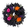 Halloween Wreath Decoration With Black Foliage And Skull Accents