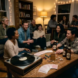 Cozy Lighting And Music Setup For A House Party