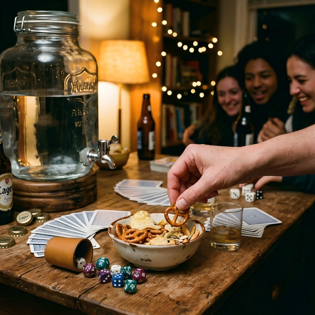 Hydration And Snack Station For A Home Game Night