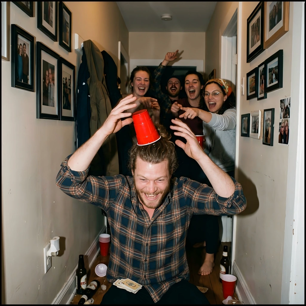 Physical Challenge During A Home Drinking Game