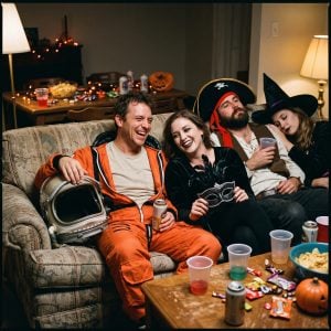 Adults Enjoying Halloween Party