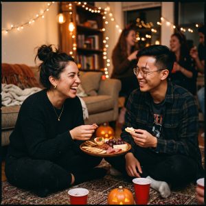 Adults Sharing Halloween Party Food