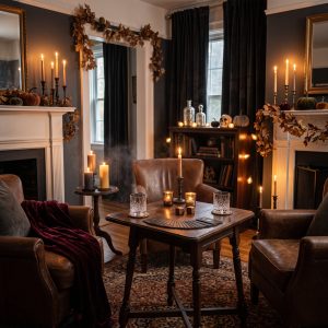 Cozy Halloween Atmosphere For Two With Warm Lighting