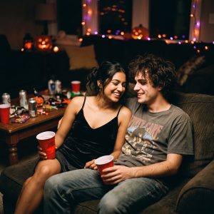 Friends Enjoying Halloween Party